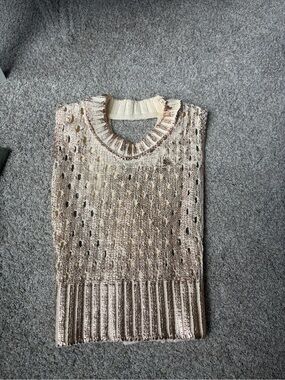 Textured Knit Sleeveless Sweater Vest - Cream Taupe